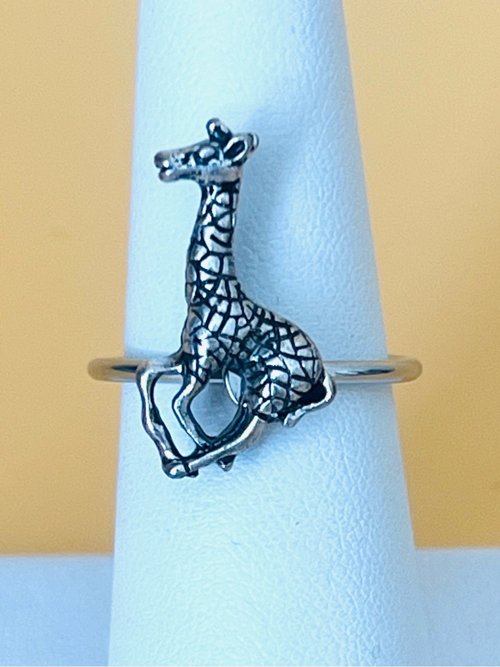Adjustable Silver blade Giraffe Ring